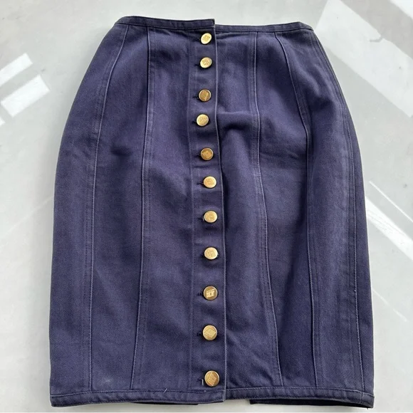 SOLD Jean Paul Gaultier Junior Gaultier Vintage 1988 Corset Lace-Up Denim Skirt - Picture 1 of 13